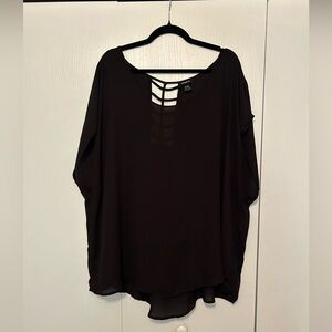 Torrid sheer black blouse with back detail